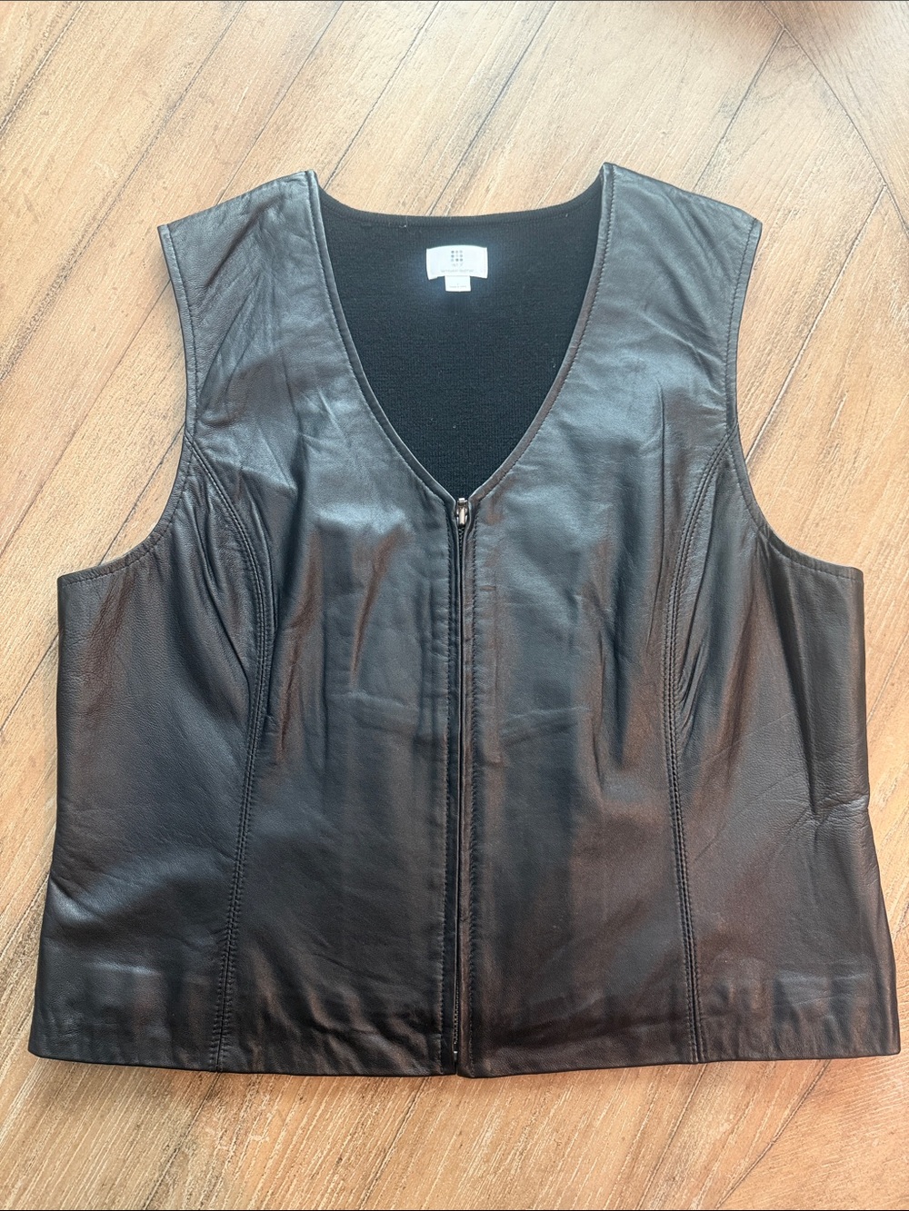 Apt. 9 Black Leather Zip-Front Vest